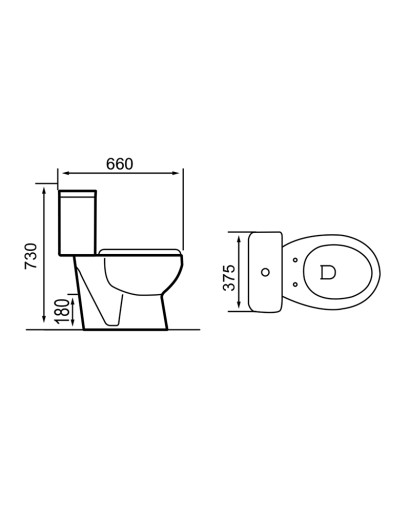 Compact toilet Zeta RIM
