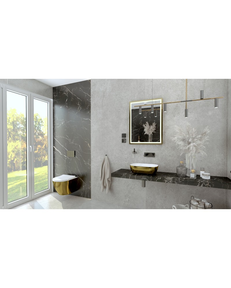 Umywalka nablatowa Costa Brushed Gold w aranżacji łazienki