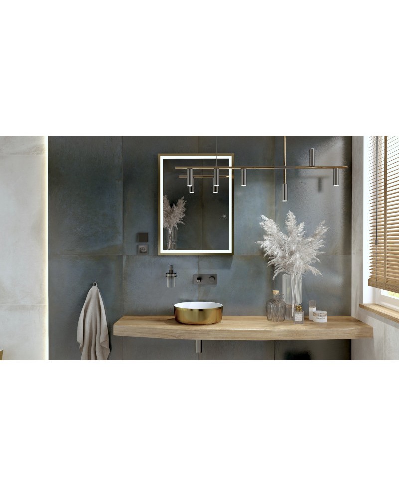 Lustro Hebe Gold 60x80 w aranżacji łazienki