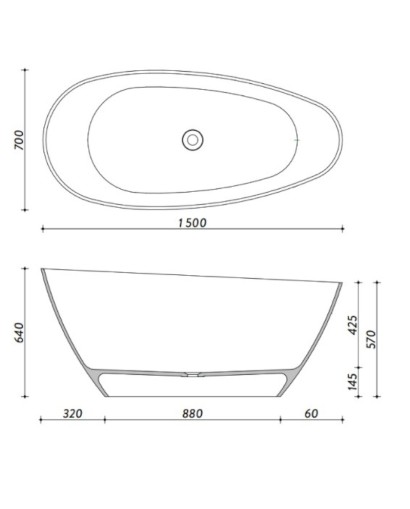 Freestanding bathtub Pietra 1500 Black Mat - Lavita