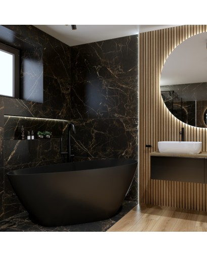 Laisvai pastatoma vonia Pietra 1500 Black Mat - Lavita