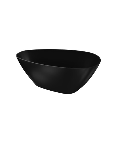 Pietra 1500 Black Mat freestanding bathtub – oval, asymmetrical, black composite, front view