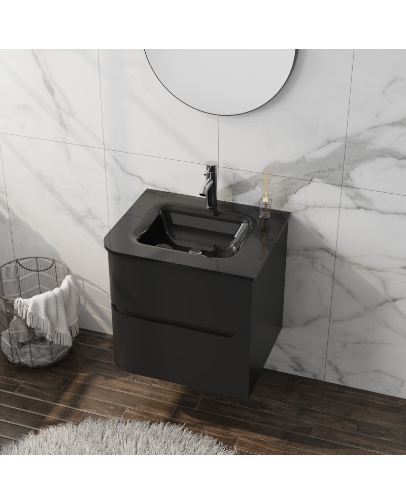 Meuble avec lavabo Atlanta Black 600