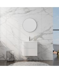 Závěsná skříňka Atlanta White 600 se skleněným umyvadlem