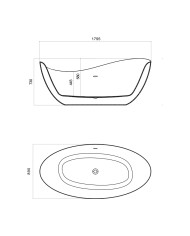 Freestanding bathtub Reus Black 1800