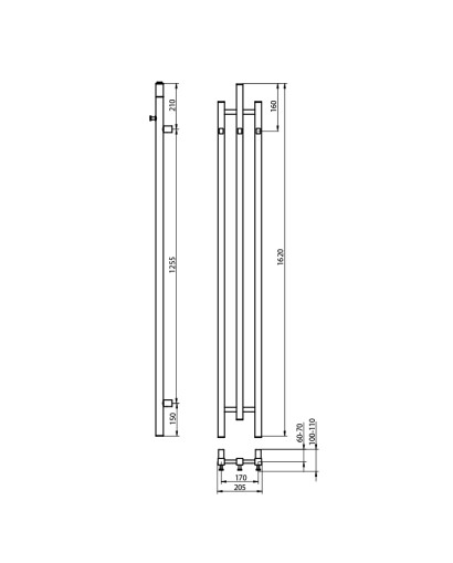 Καλοριφέρ μπάνιου Calentador QR Black 1620