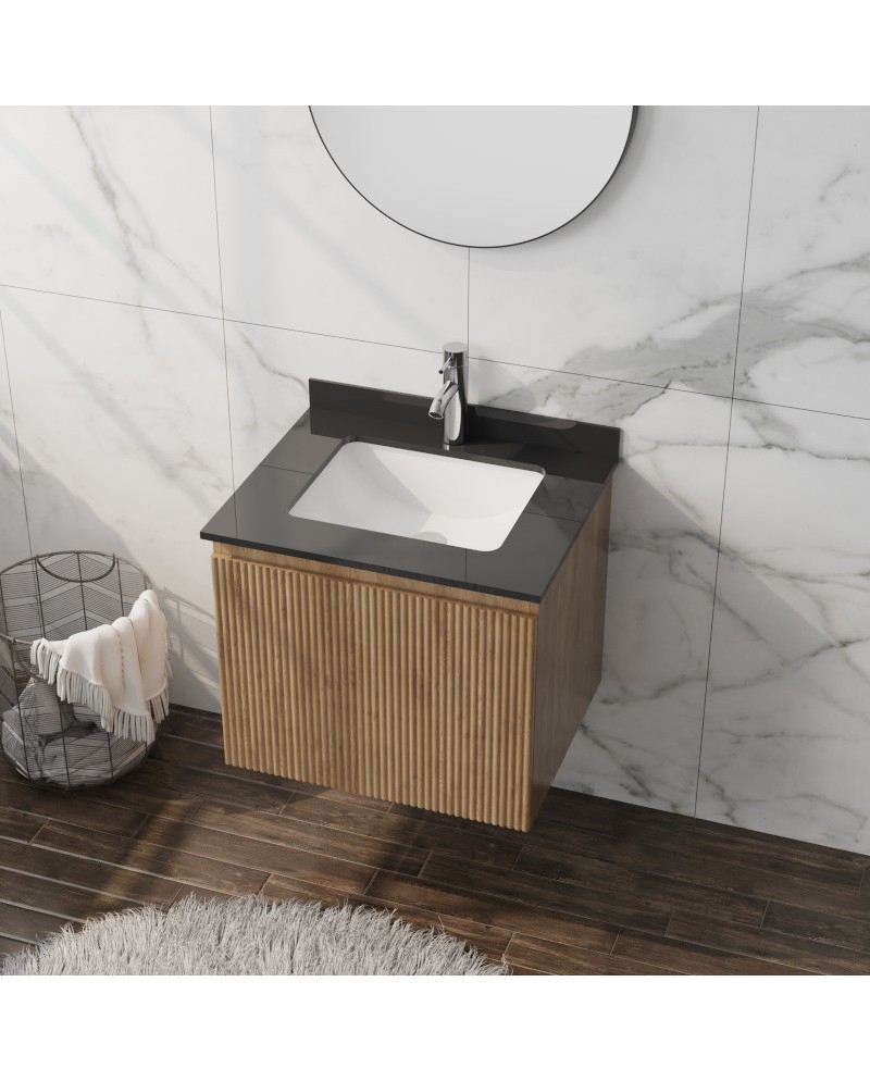 Κρεμαστό ντουλάπι Irvine Wood 600 με πάγκο και νιπτήρα