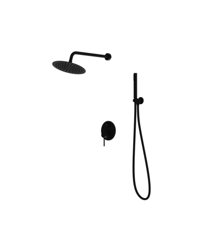 Скрытый душ комплект с тропическим душем Orion Matt Black