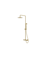Natynkowy zestaw prysznicowy termostatyczny z deszczownicą Orion Brushed Gold