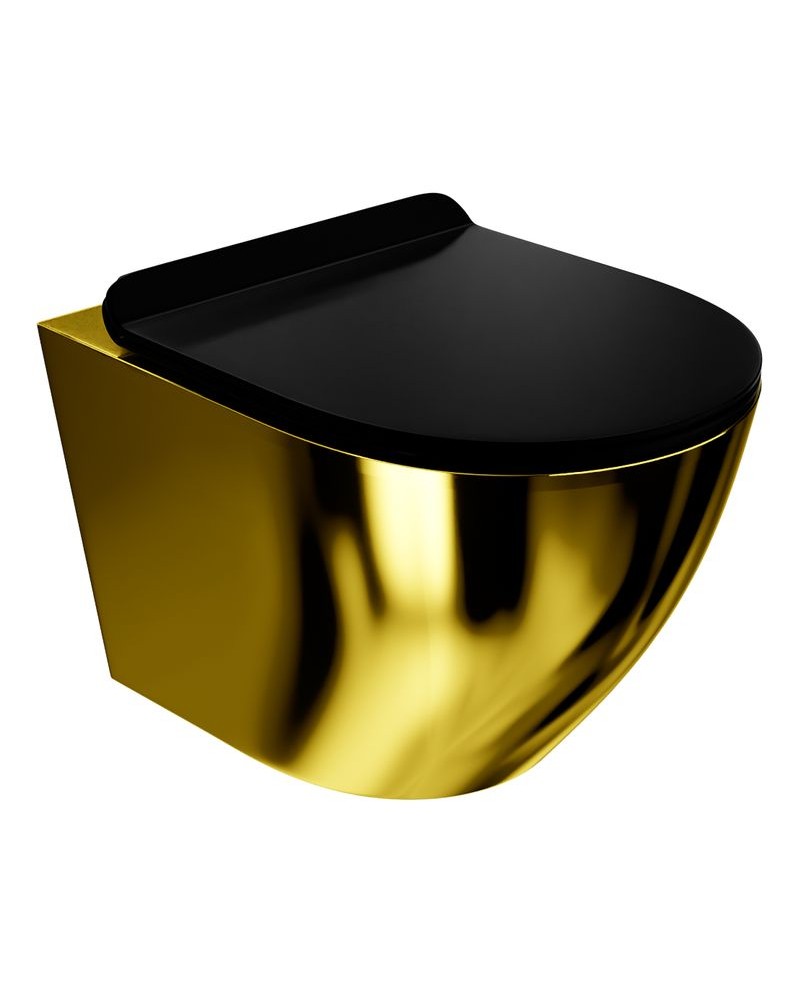 Sofi slim Gold/Black WC misa vo vysokom lesku s čiernym sedadlom - závesné WC, pohľad spredu