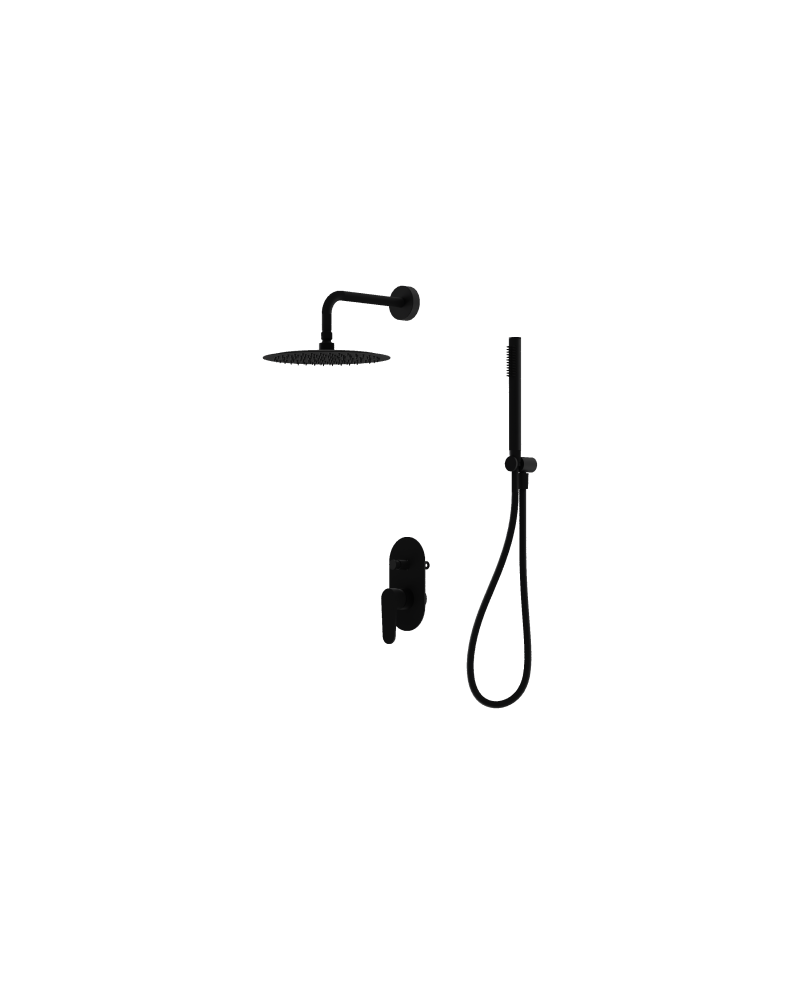 Douche encastrée ensemble avec douche à effet pluie Cetus Matt Black