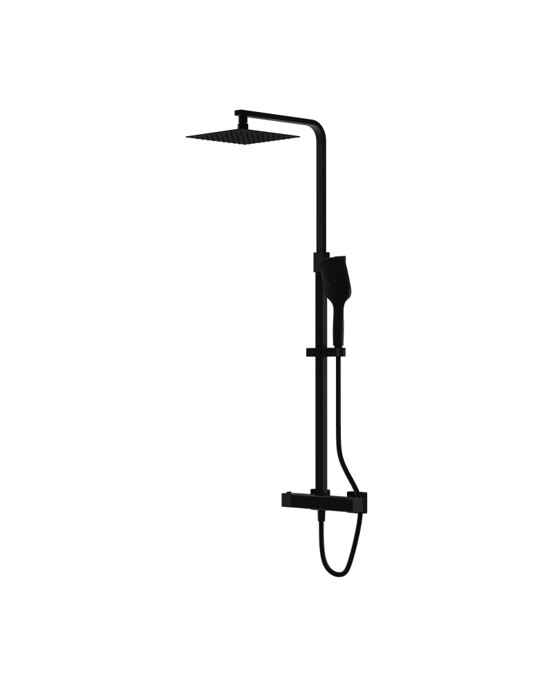Cetus Matt Black přisazený termostatický sprchový set s dešťovou sprchou