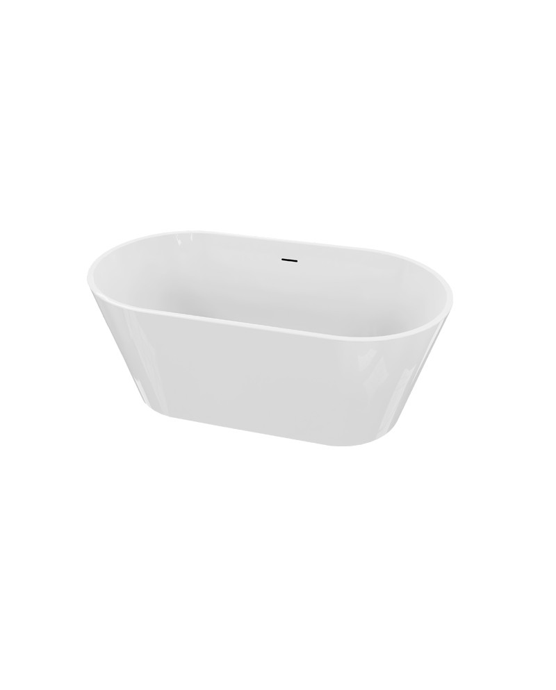 Freistehende Badewanne Mijas 1600 – ovale Form, weißes Acryl, Vorderansicht