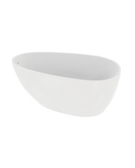 Freistehende Badewanne Lacrima 1700 – oval, Originalform, weißes Acryl, Vorderansicht