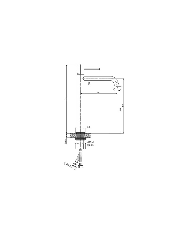 Robinet de lavabo haut Orion Brushed Copper