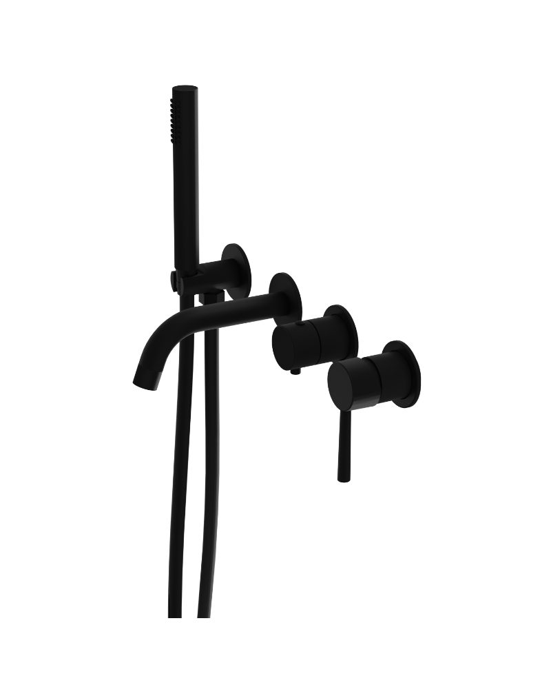 Скрытый смеситель для ванны на 4 отверстия Orion Matt Black