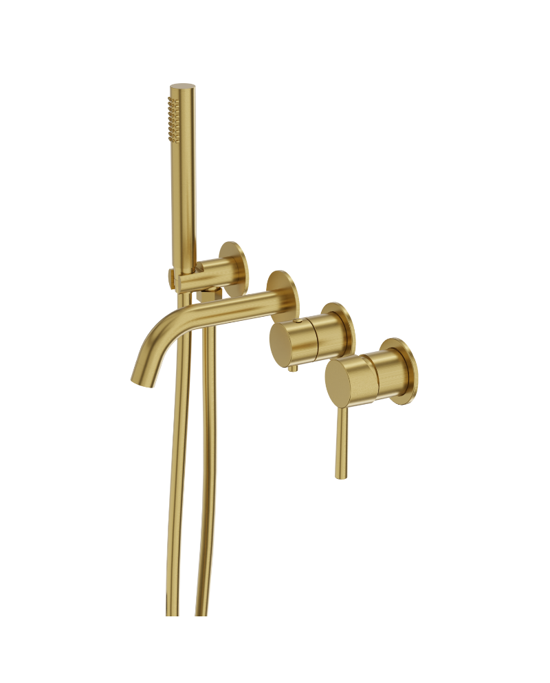 Bateria wannowa podtynkowa 4- otworowa Orion Brushed Gold, kolor złoto szczotkowane – zdjęcie produktu