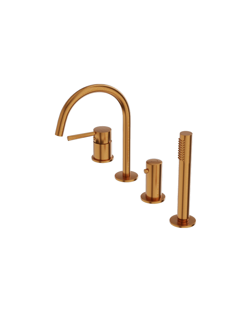 Смеситель для ванны и душа на палубе (4 отверстия) Orion Brushed Copper