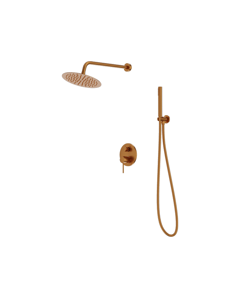Скрит душ комплект Orion Brushed Copper с душ дъжд