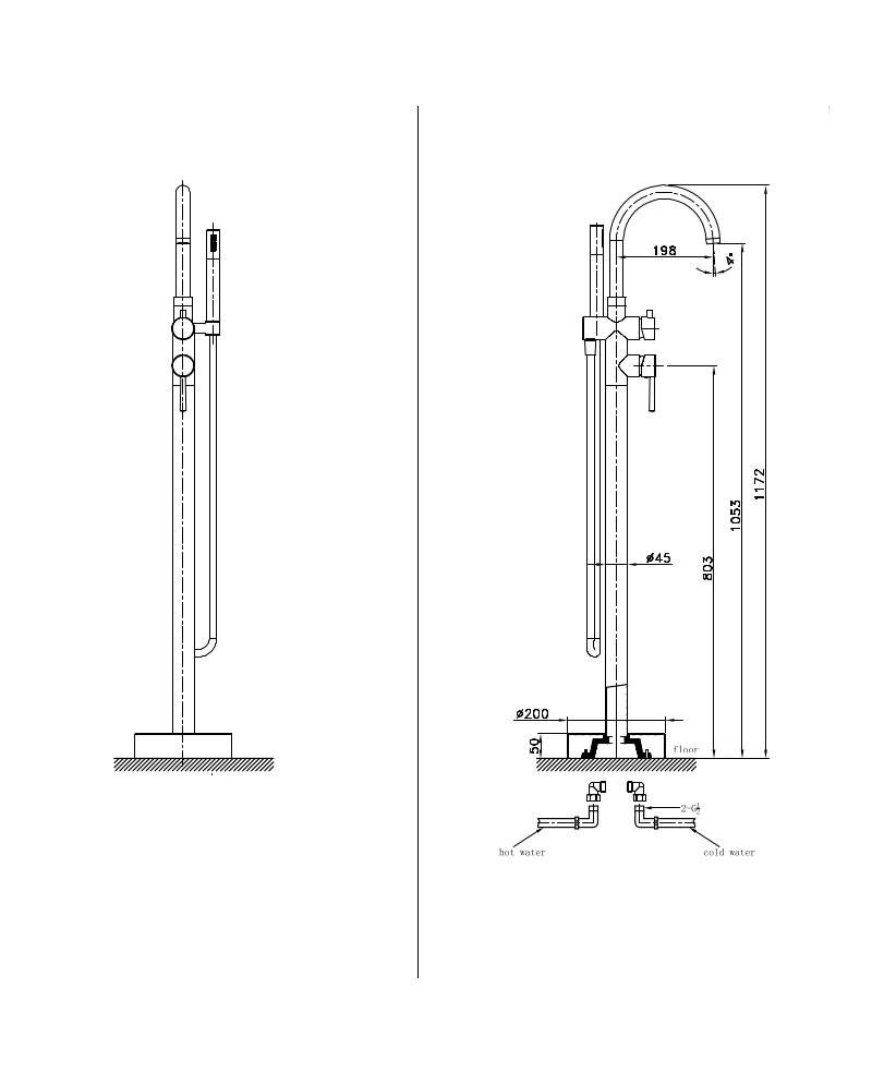 Baterie de cadă independentă rotundă Orion Chrome