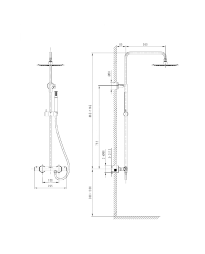 Termostatický sprchový set Orion Brushed Copper s dažďovou sprchou