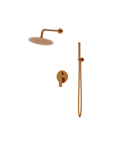 Set de duș încastrat cu pară fixă Spark Brushed Copper
