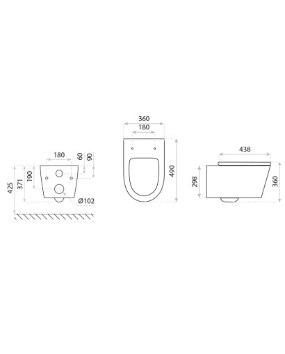 Wall-Hung WC Versoni Black 3.0