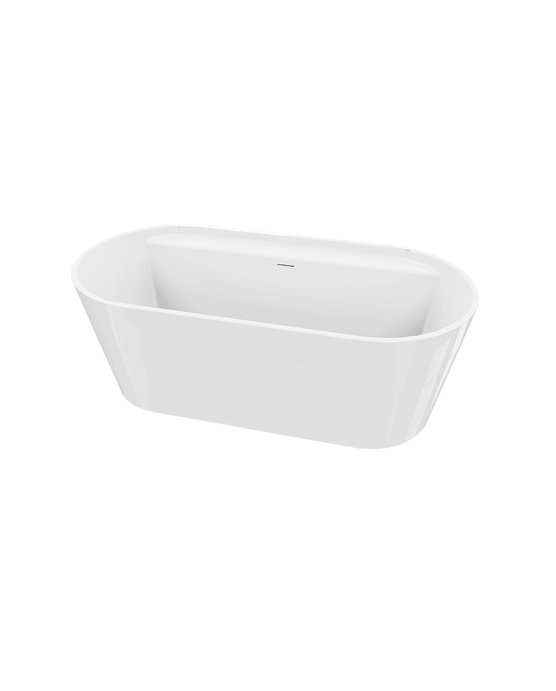 Opalia 1700 free-standing bathtub – oval shape, white acrylic, front view
