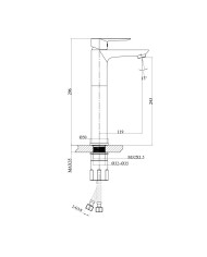 Високий змішувач для умивальника Spark Gunmetal (35mm)