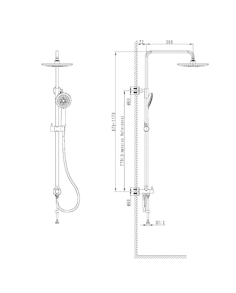 Sprchový set Orion Brushed Copper s dažďovou sprchou bez batérií