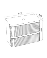 Two-Drawer Wall Cabinet With Vermont White 1000 + Countertop