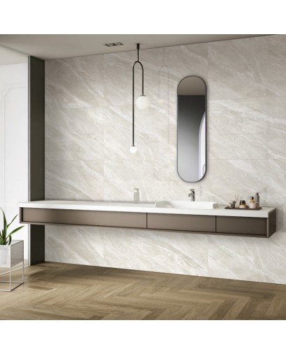 Gresie porțelanată smălțuită Caolin Bianco lappato 60x120 Gat.1