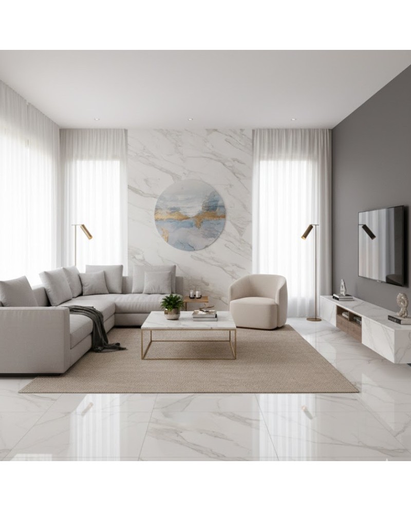 Gres szkliwiony Satvario Verox połysk 60x60 Gat.1 w aranżacji wnętrza