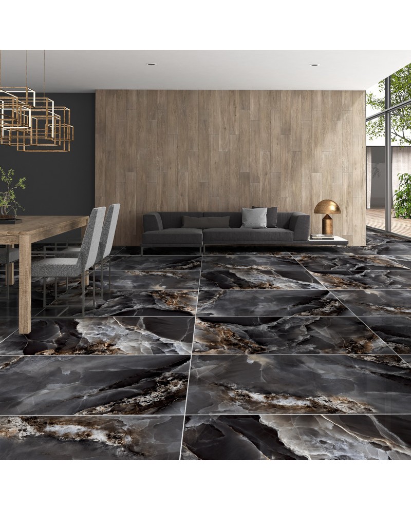 Glazed Stoneware Hg Dazzle Onyx Black Gloss 60x120 Grade 1