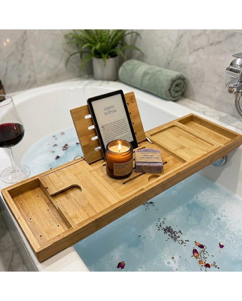 Bambusowa taca kąpielowa Cala w aranżacji łazienki