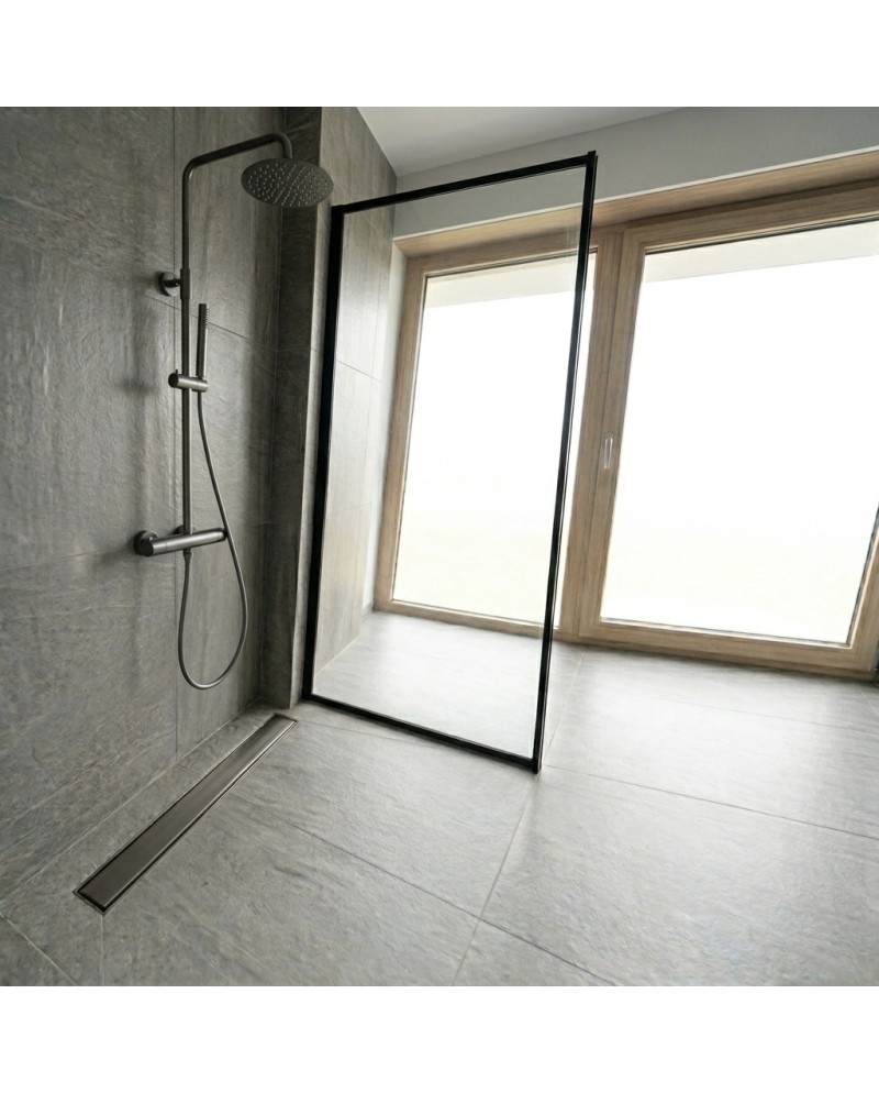 Γραμμική αποχέτευση Plate Steel Gunmetal 800