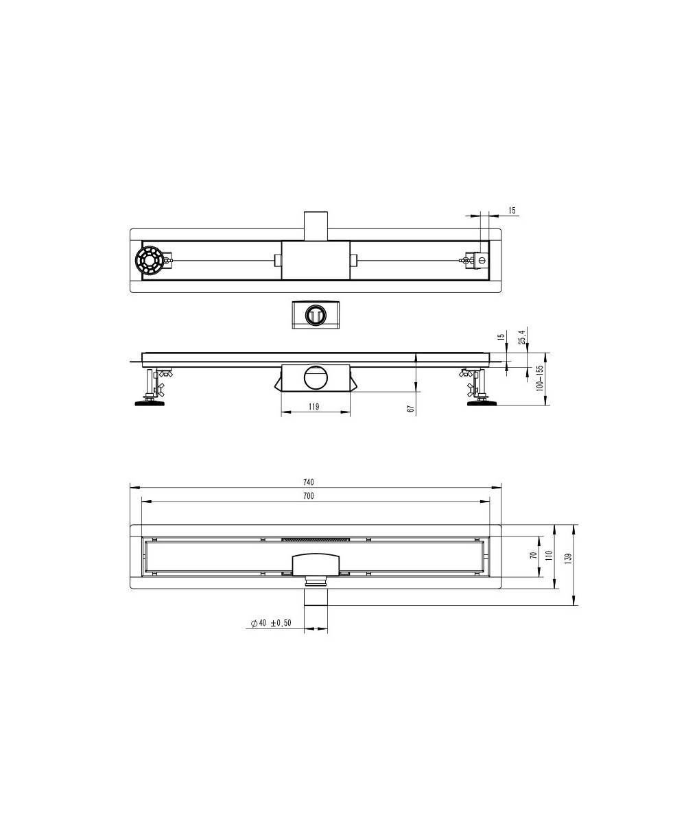 Duschrinne Plate steel 700
