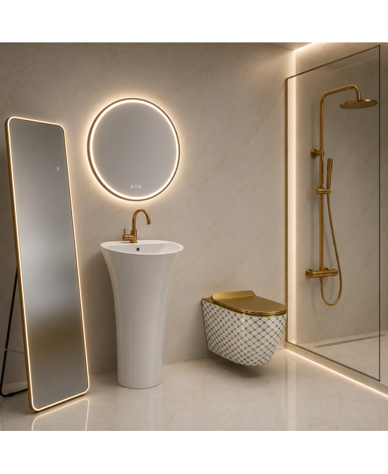 Унитаз подвесной Sofi Slim Checked Gold