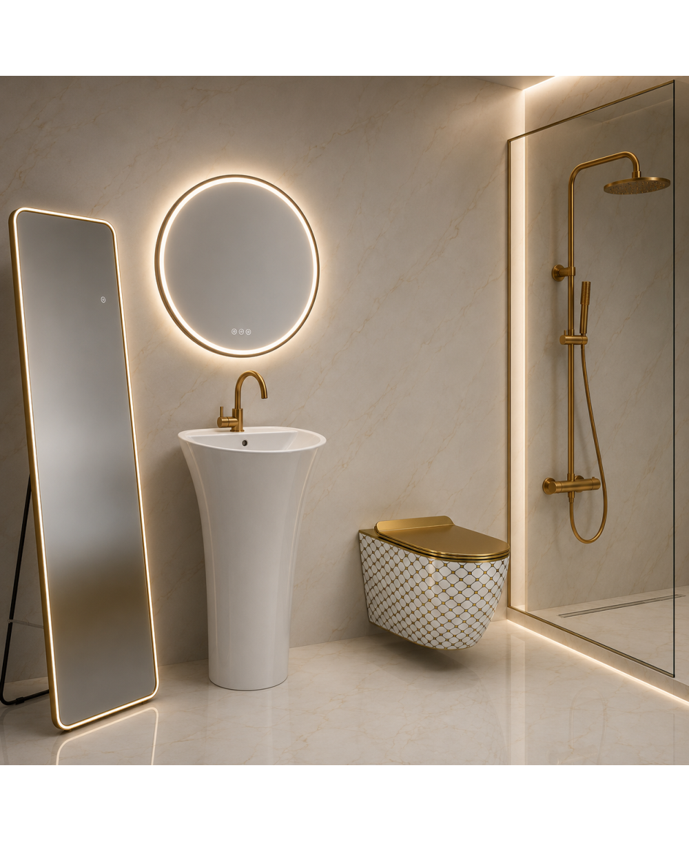 Унитаз подвесной Sofi Slim Checked Gold