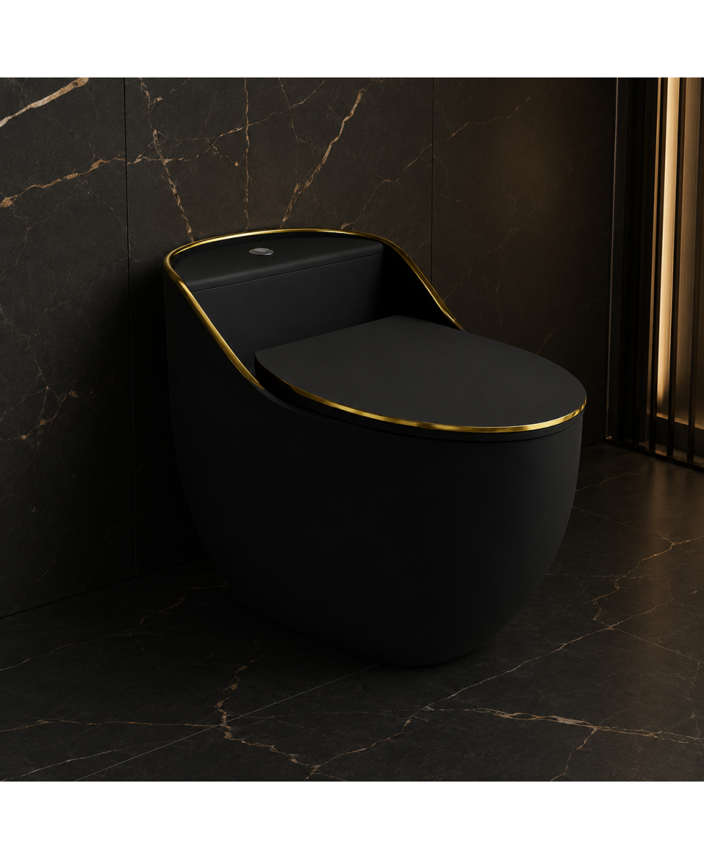 Компактна тоалетна чиния SILIA RIM Black/Gold Line
