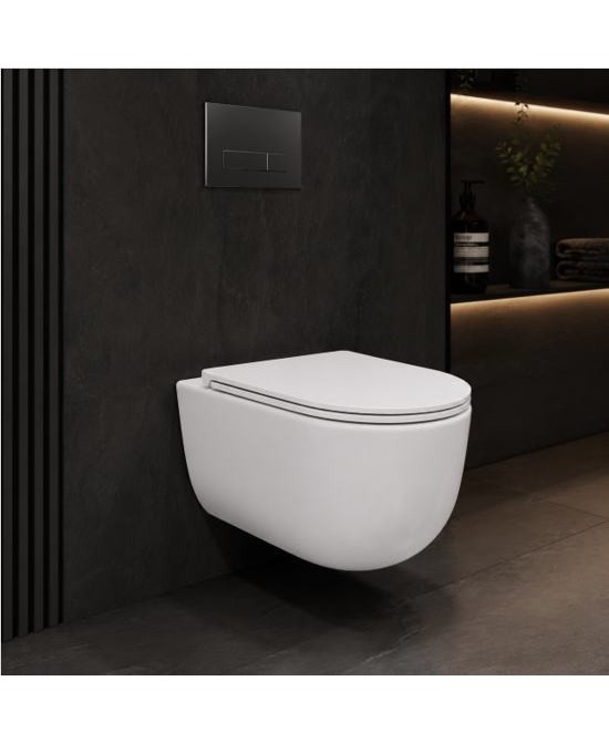 Miska wisząca WC Rimo 3.0 w ciemnej, stylowej łazience