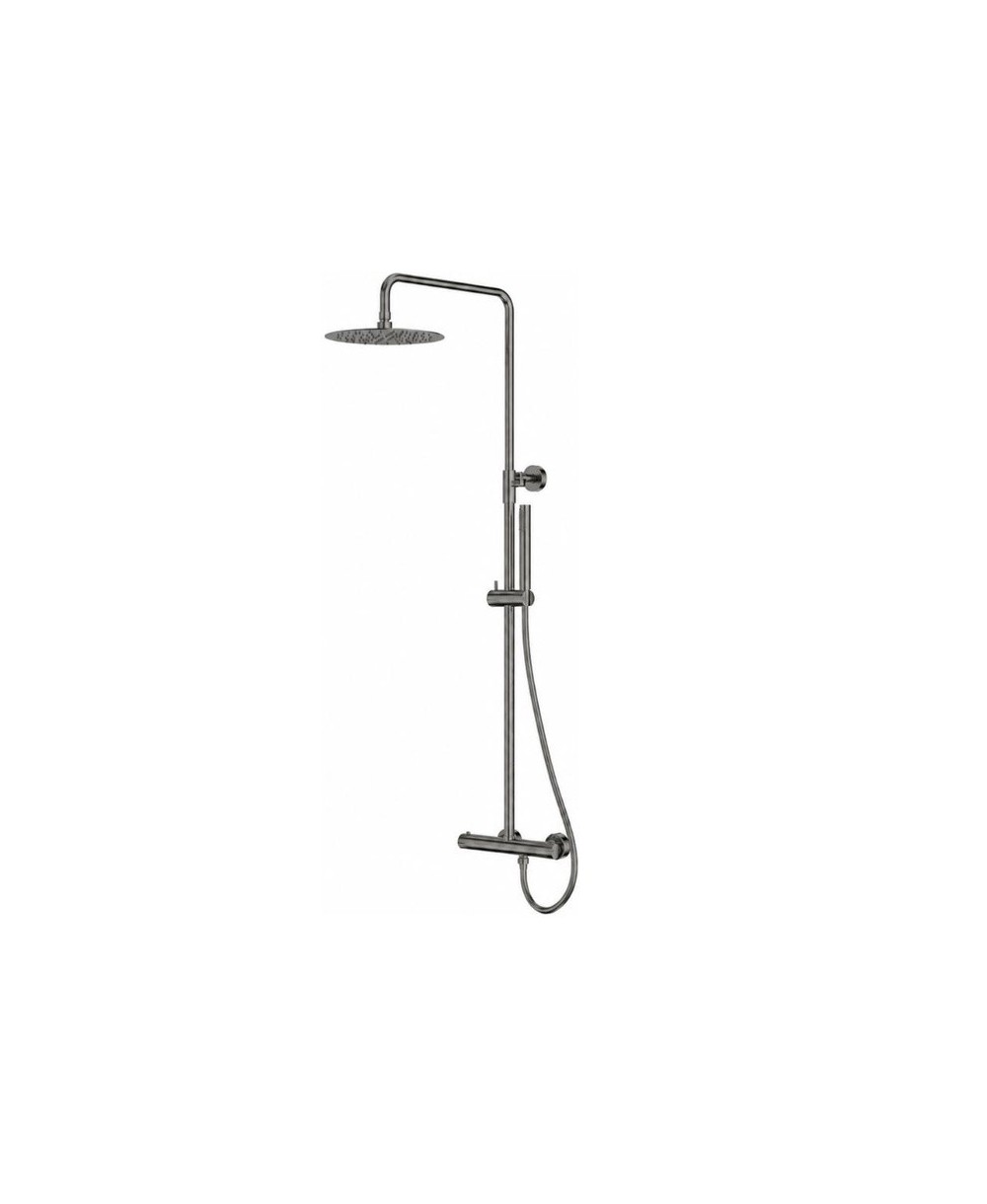 Orion Gunmetal prisadený termostatický sprchový set s dažďovou sprchou