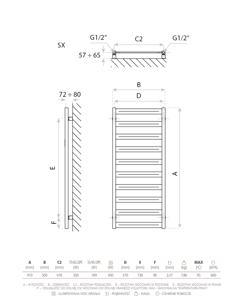 Radiateur de salle de bains Hermes White 910