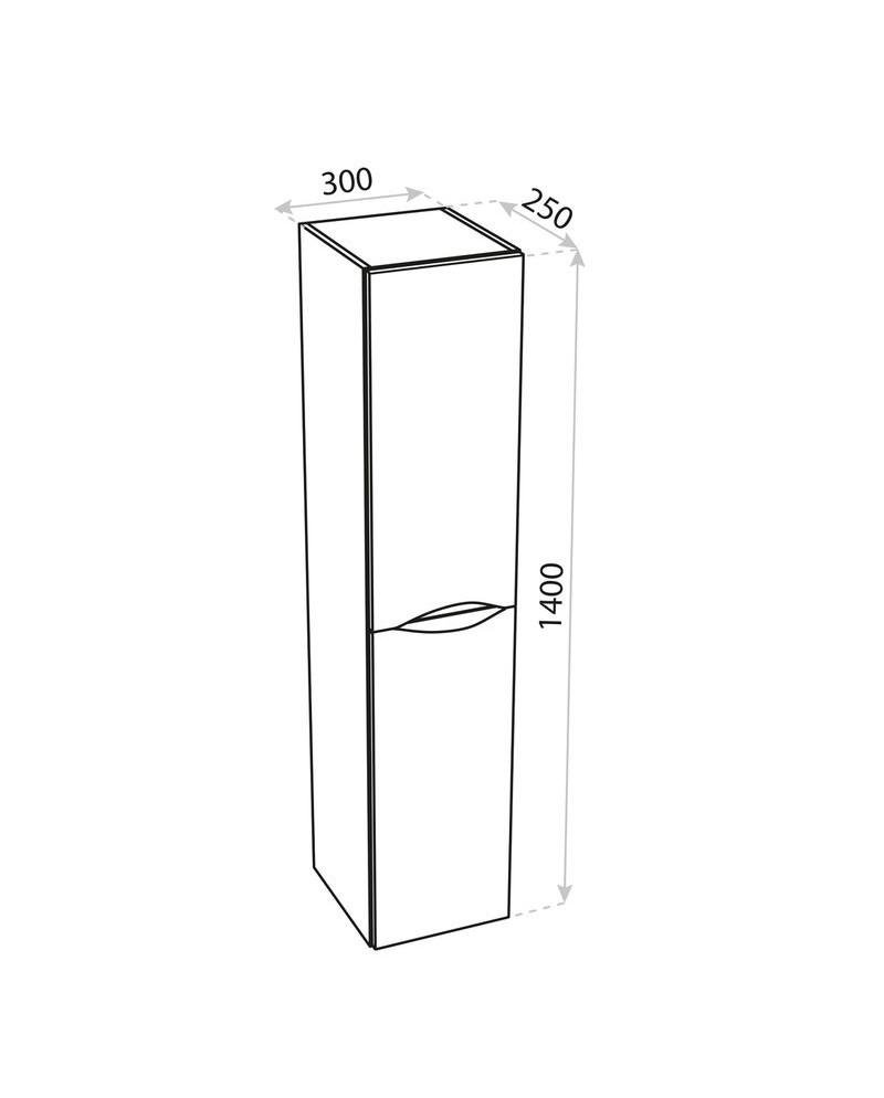 Bathroom Bollard (Wall-Hung) Kolorado Black Glossy 300