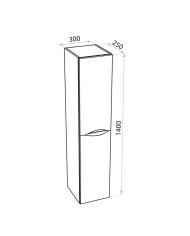 Bathroom Bollard (Wall-Hung) Kolorado Black Glossy 300