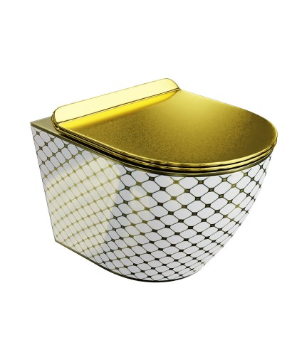 Závesná WC misa Sofi Slim Checked Gold